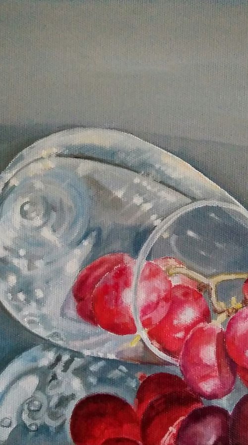 Grapes and Glass Painting Fruit Still Life Wall Art by Yulia Berseneva