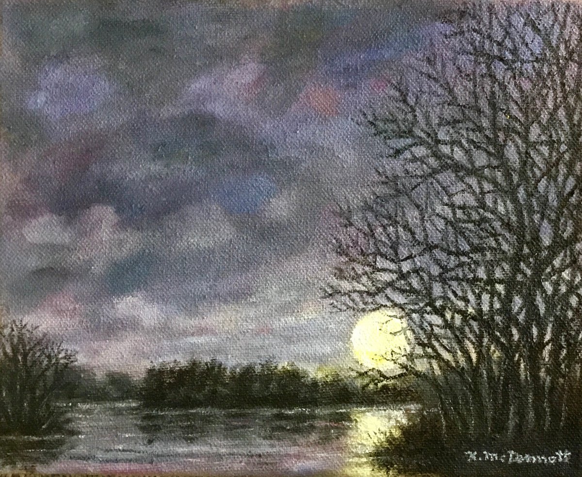 Magic Moon by K. McDermott - Oil 8X10 canvas by Kathleen McDermott