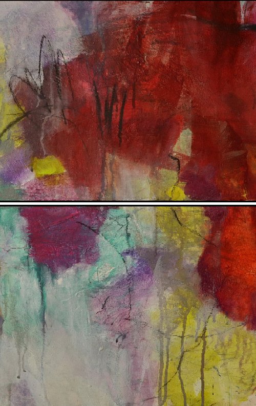 Continental Drift - abstract diptych by Karin Goeppert