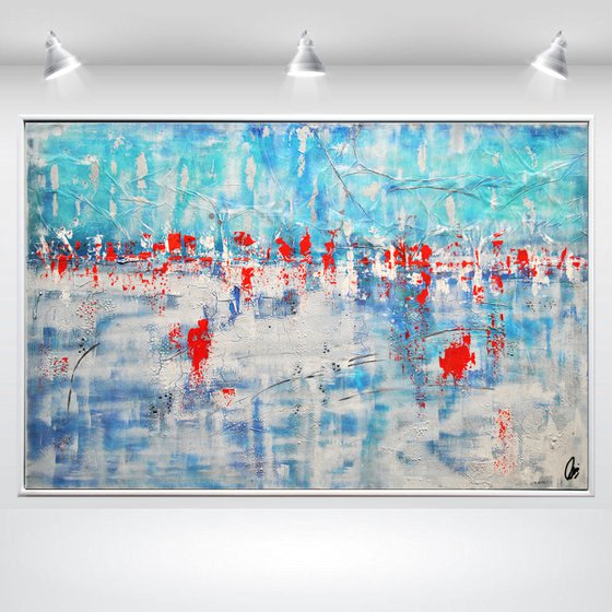 Aquarium  - Abstract Art - Acrylic Painting - Canvas Art - Framed Painting - Abstract Sea Painting - Ready to Hang