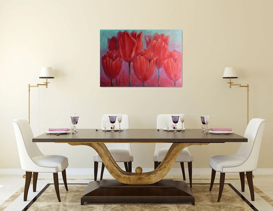 Red Tulips on Red