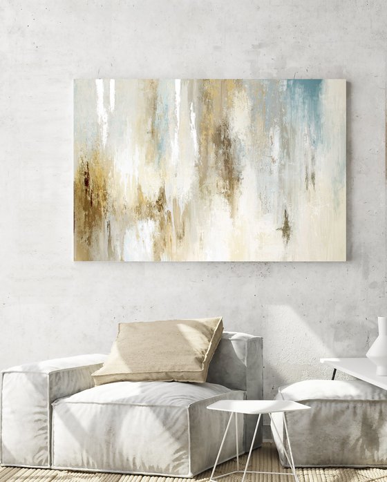 "Instant" Blue gray beige abstract art