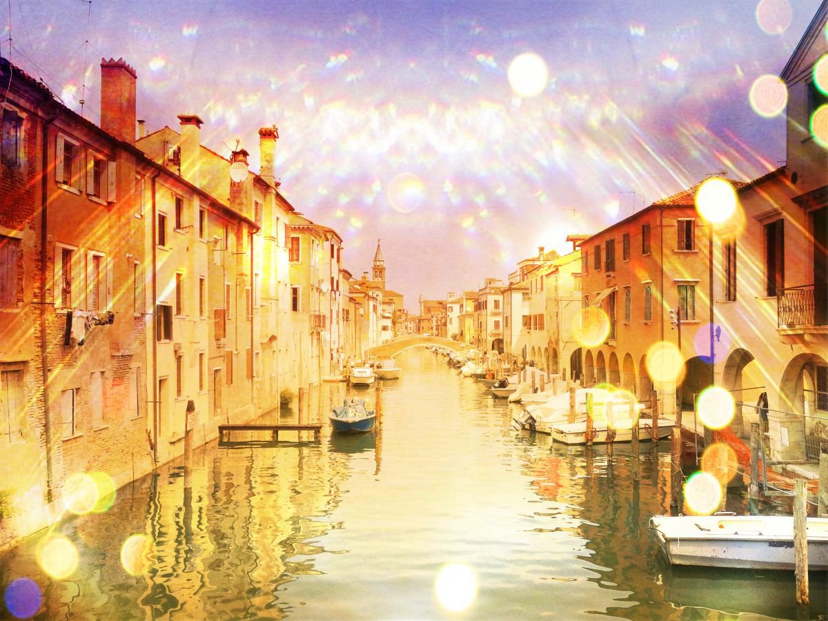 Venice sister town Chioggia in Italy - 60x80x4cm print on canvas 00705m1 READY to HANG by Kuebler