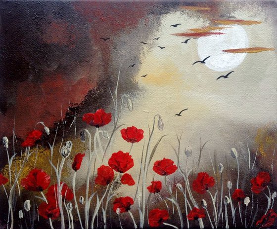 Poppies under a Full Moon