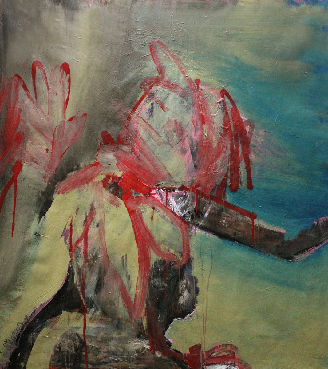 Expressive Portrait Oil Painting By Milos Hronec, 35 X 39", The Beauty Of Mortality, Original Artwork