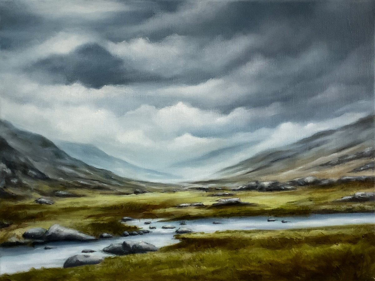 Impressionistic Landscape Oil Painting By Mullo Art, 16 X 12", A River Runs Through, Original Artwork