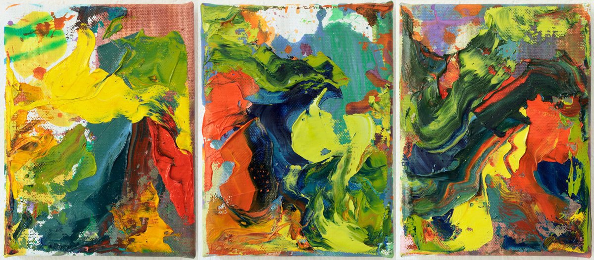 Organic Abstract Oil Painting By Simon Findlay, 19 X 8", Yesterday I Was A Rock / Today, Original Artwork