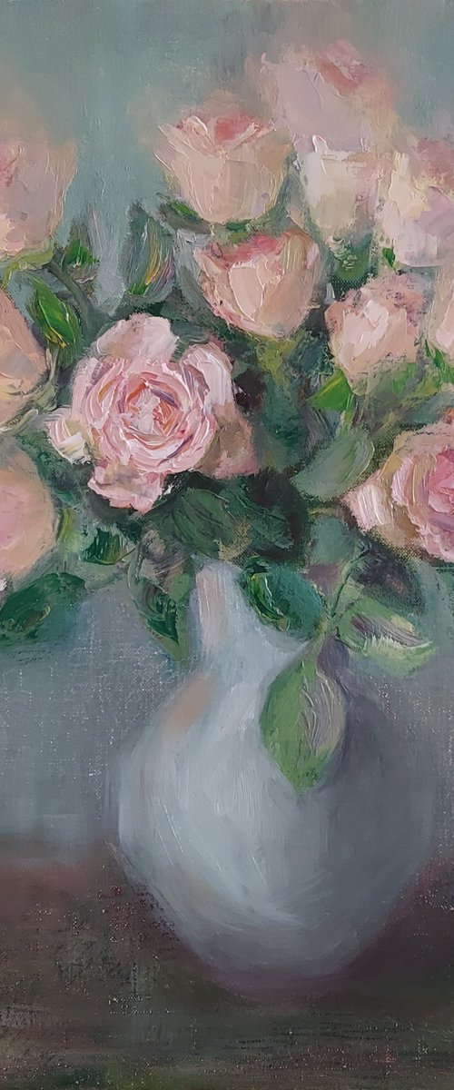 Impressionistic still-life with flowers "Roses" by Olena Kolotova