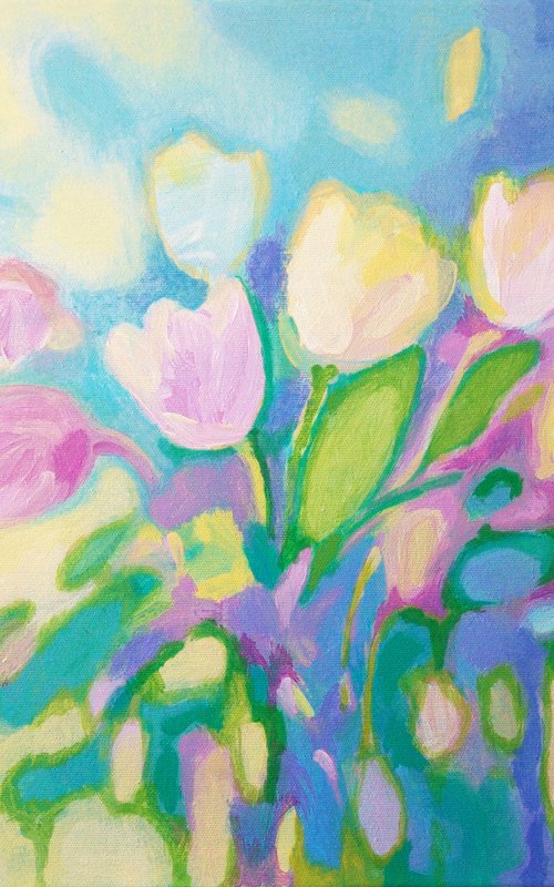 Spring day - tulips in pastel colors by Jolanta Czarnecka