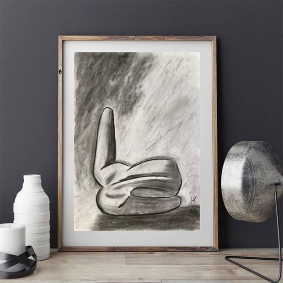 Female Nude original charcoal artwork
