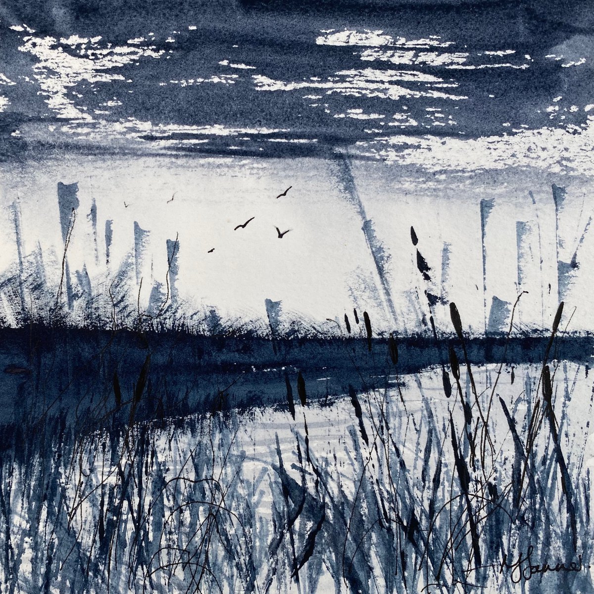 Monochrome Reeds & Rushes by Teresa Tanner
