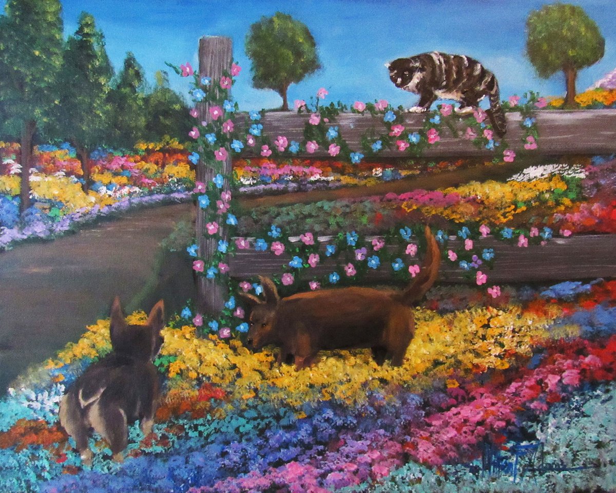 Abstract Acrylic Painting By William F. Adams, 20 X 16", Let The Games Begin!, Original Artwork