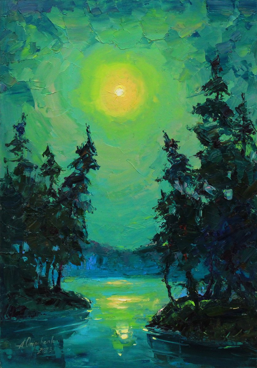 Full moon in green by Alisa Onipchenko-Cherniakovska