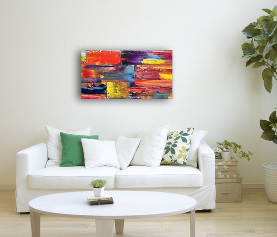 "Making Contact" - SPECIAL PRICE-  Original PMS Oil Painting On Reclaimed Wood - 30 x 16 inches