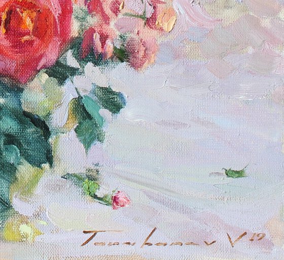 A bouquet of garden roses