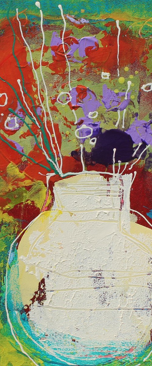 Flowers in a white vase. by Tatjana Auschew