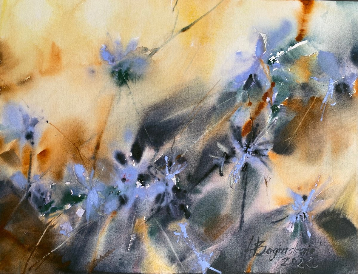 Chicory - original watercolor by Anna Boginskaia