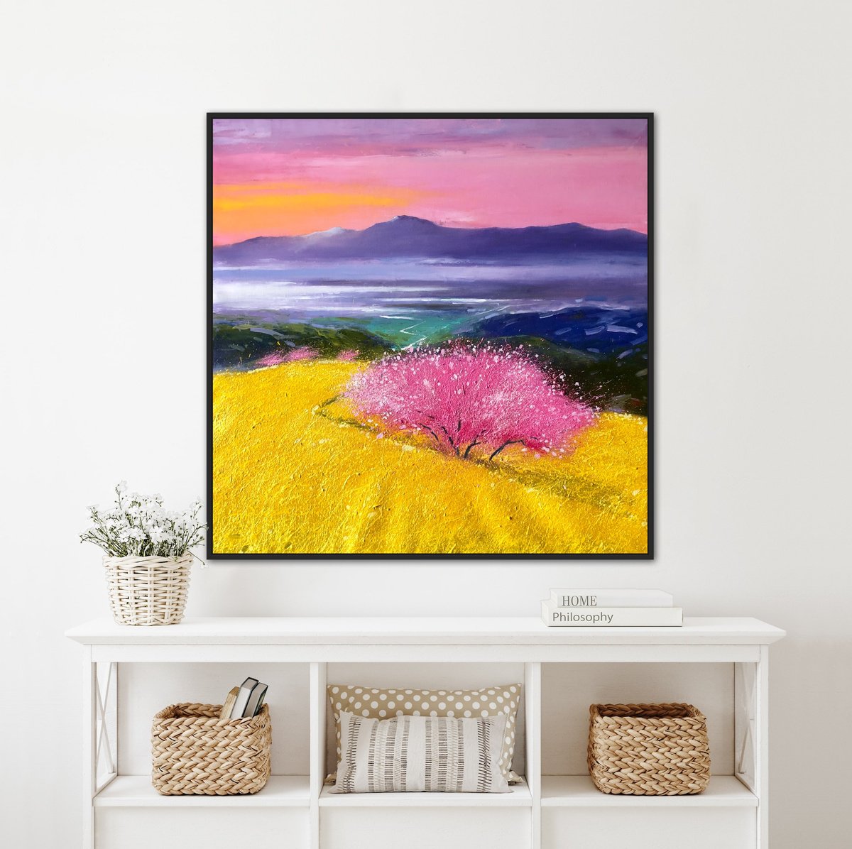 Impressionistic Landscape Oil Painting By Volodymyr Smoliak, 31 X 31", Blossom Time 80-80Cm, Original Artwork