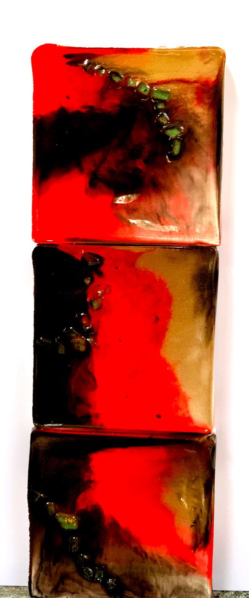 Abstract  Santa Fe....Mini  Triptych by Maxine Anne  Martin