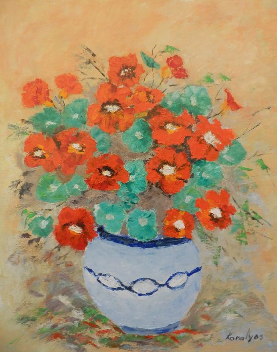 Bowl with nasturtiums