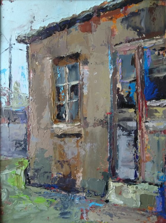 Old house(27x36cm, oil painting, paper)