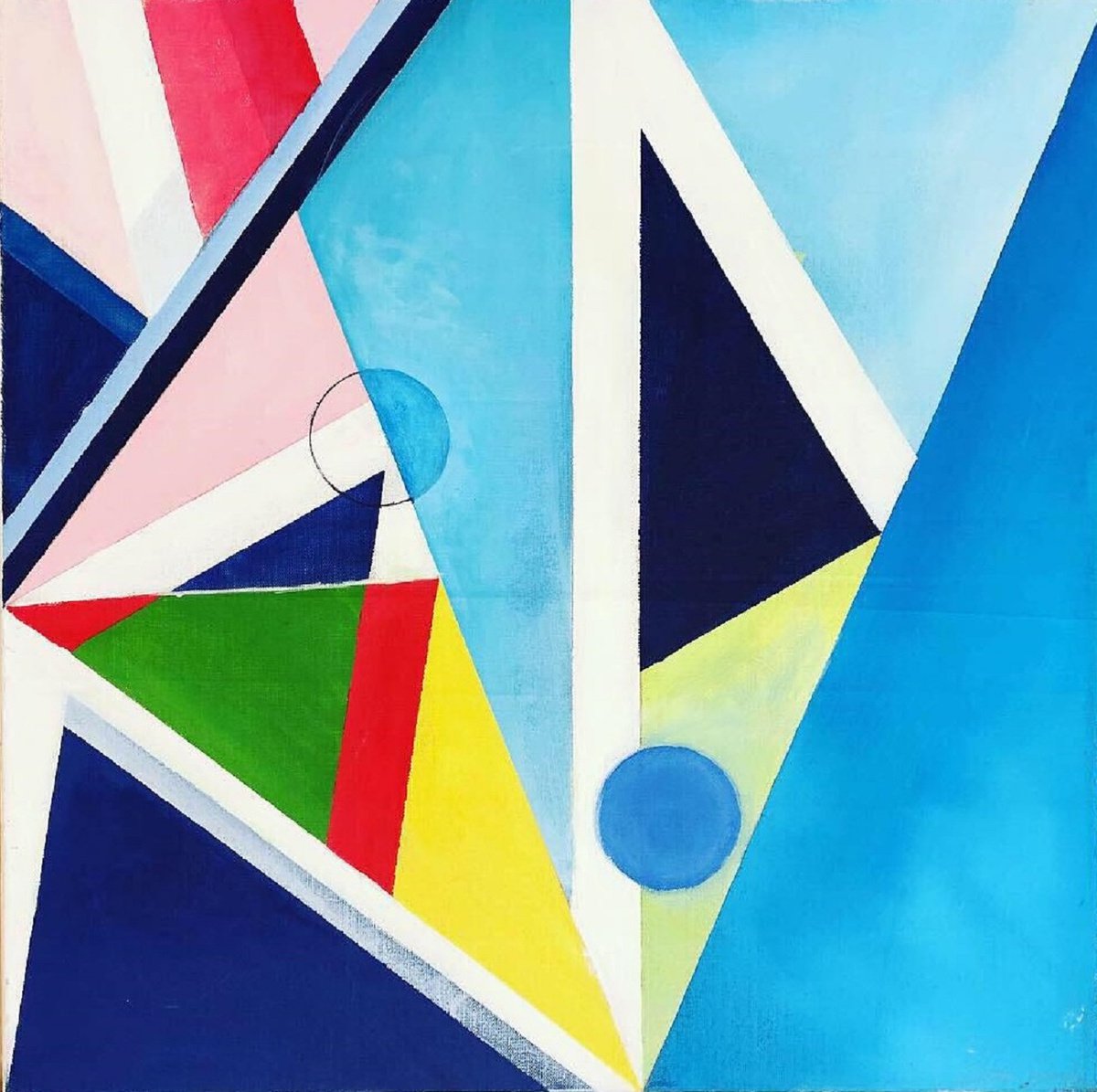 Geometric Abstract Acrylic Painting By Shabs Beigh, 24 X 24", Kites 5, Original Artwork