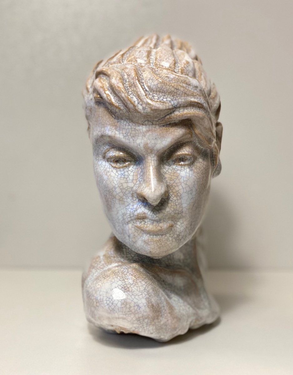 Expressive Portrait Clay Sculpture By Ej Mack, 7 X 8, Contours Ii, Original Artwork
