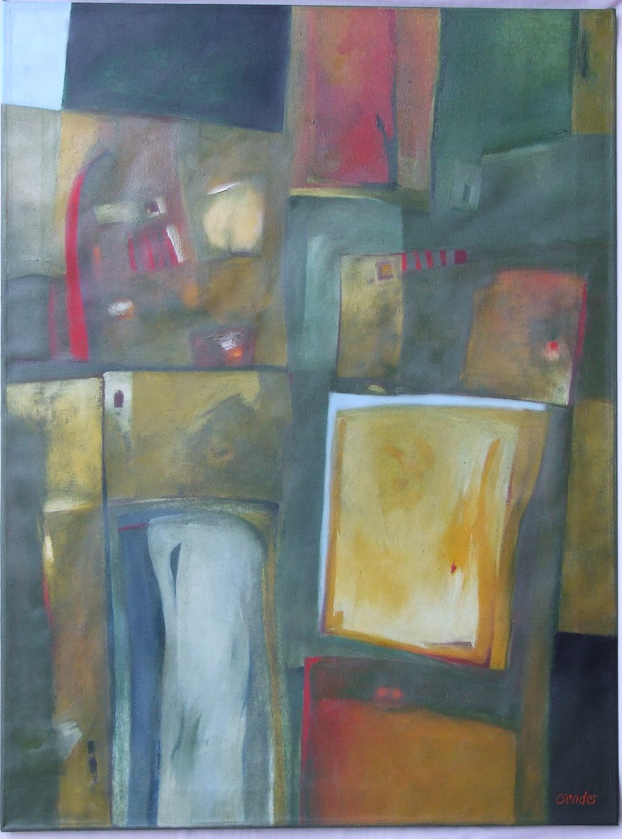 Expressive Abstract Oil Painting By Csaba Csendes, 24 X 31, Did I Do Everything ?, Original Artwork