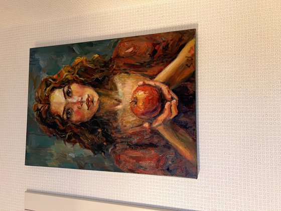 Girl with red apple