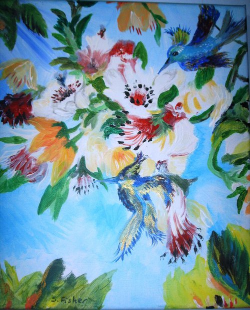 fantastical birds and flowers. by Sandra Fisher