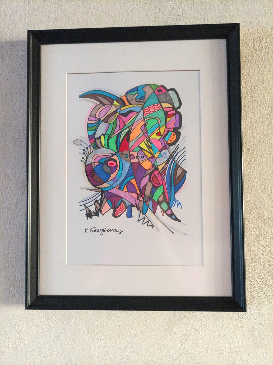 Abstract Pencil Drawing By Vanya Georgieva, 13 X 17", Run, Original Artwork