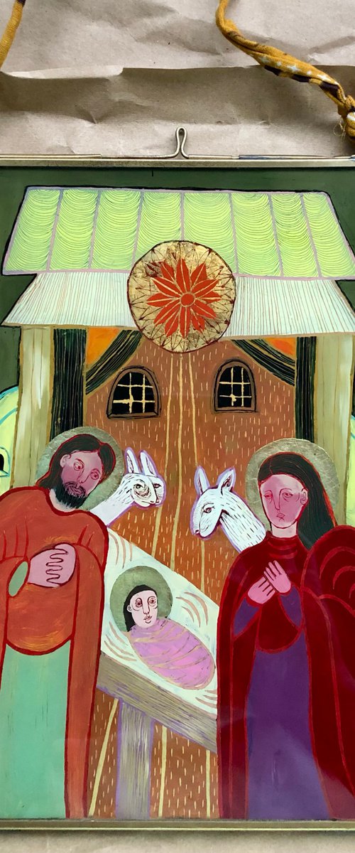 'The Birth of the Lord' original glass painting/iconography by Katya Timoshenko