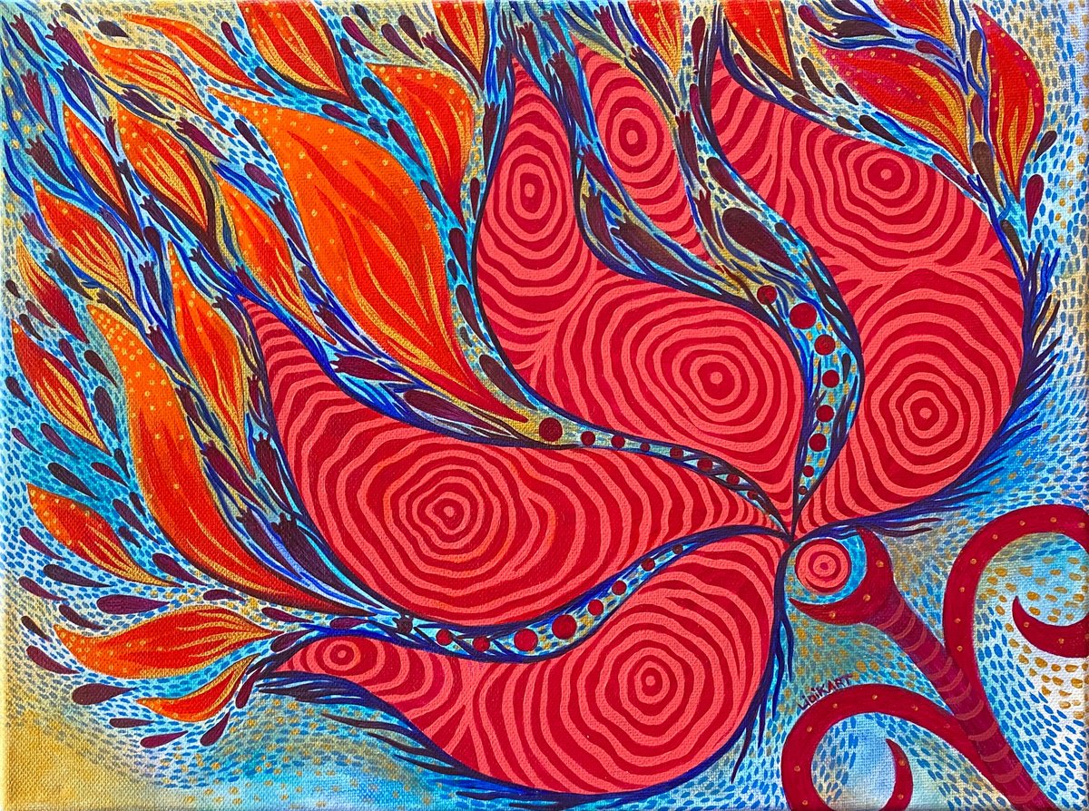 Illustrative Acrylic Painting , Wind And Fire By Lidia Matviyenko /Lidikart/, 16 X 12, Artwork For Sale On Artfinder