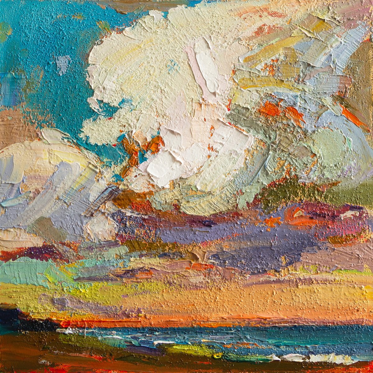 Impressionistic Landscape Oil Painting By Daria Zavadenko, 12 X 12, Shifting Boundaries ?3/18, Original Artwork
