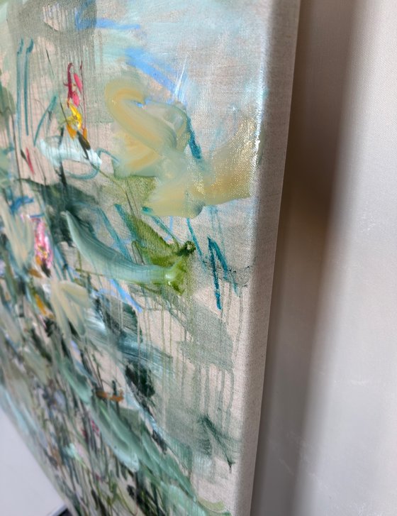 Summer pond. Water lilies