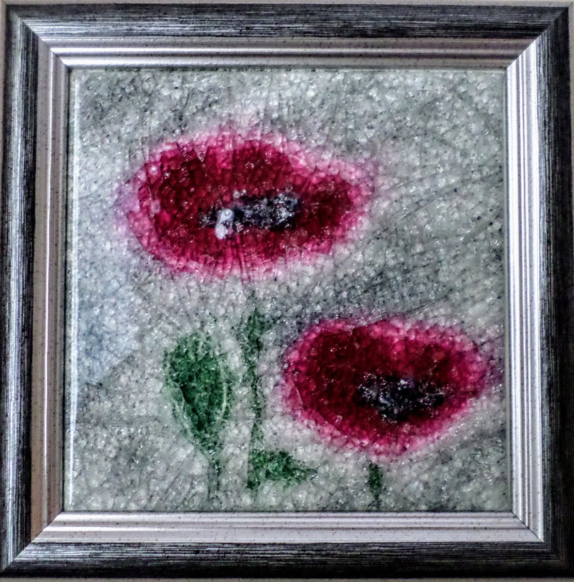 Expressive Botanical Relief By Rossitza Trendafilova, 10 X 10", "Poppies", Original Artwork