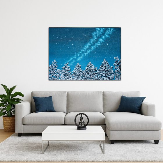Starry Night Over Snowy Forest