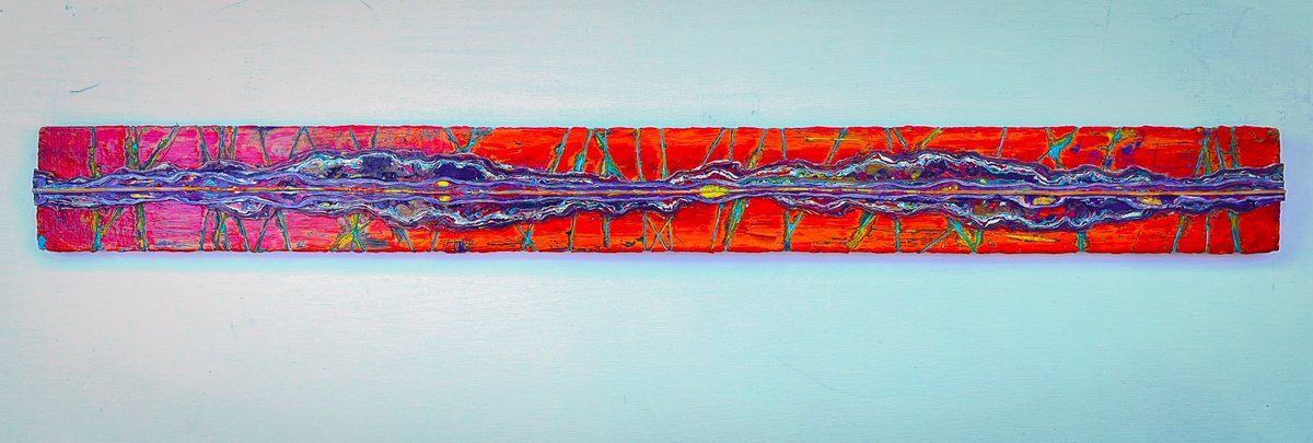 Organic Abstract Oil Painting By Dan Mckay, 36 X 4, Lanscape 2025, Original Artwork