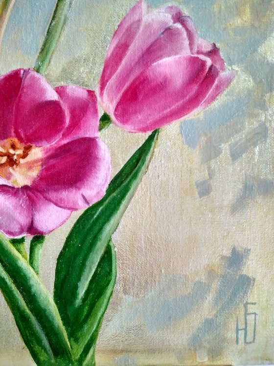 Tulips painting flower wall art floral artwork bouquet still life