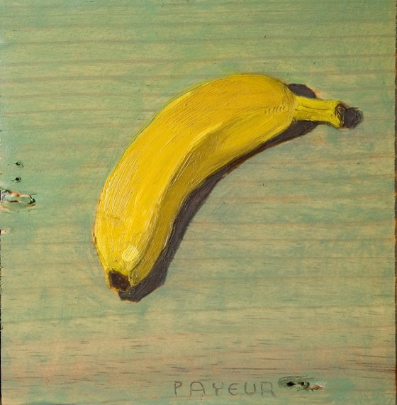 diptych of banana on a wood board for food lovers
