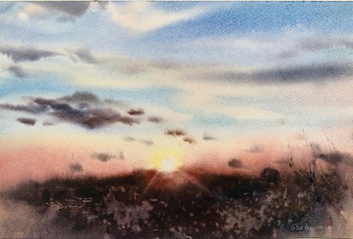 Field at sunset by Eugenia Gorbacheva