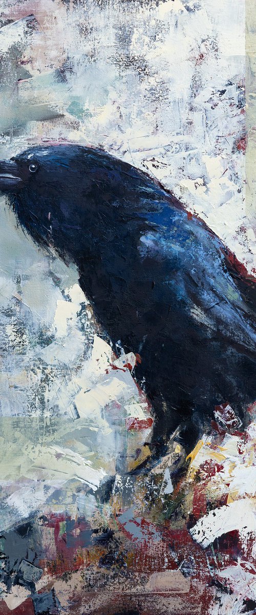 Raven in oil by Andrzej Rabiega