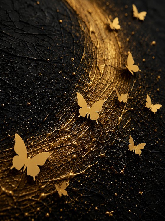 Gold Butterflies Around the Black Sun
