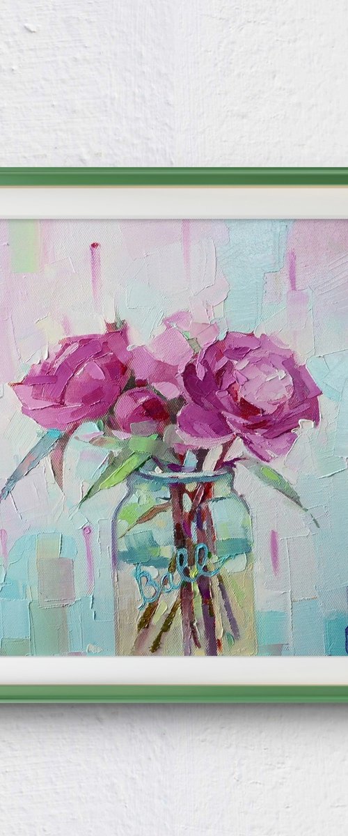 the painting with peonies by Alexandra Sergeeva