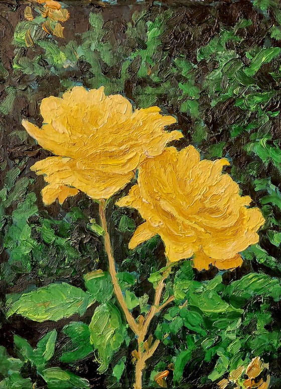 two yellow roses
