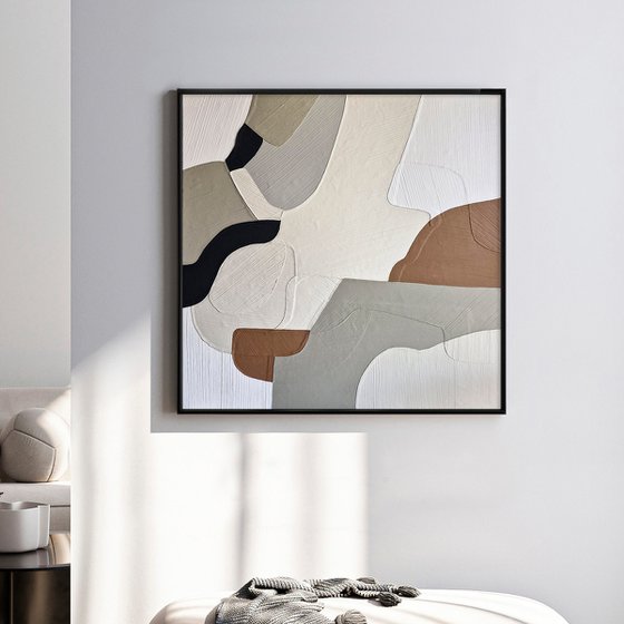 "Aura 2" Beige pastel brown abstract art