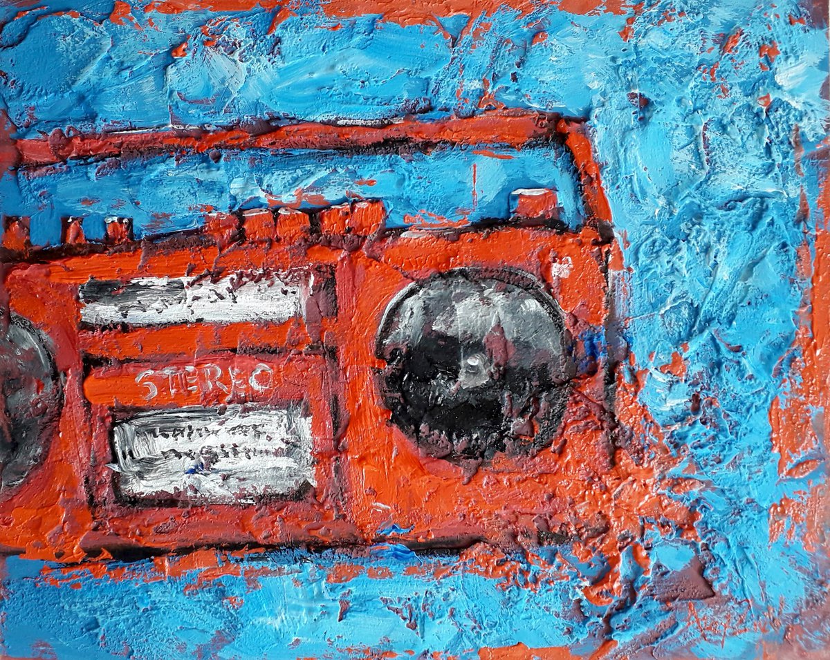 Abstract painting Impasto Record player 80s by Alexander Zhilyaev