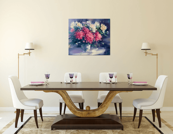 Peonies in a White Vase