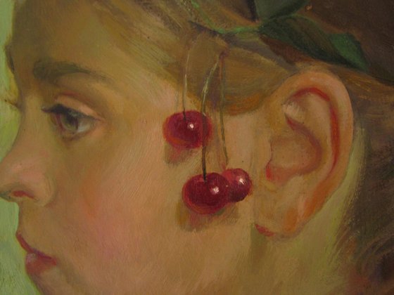 Girl with cherries