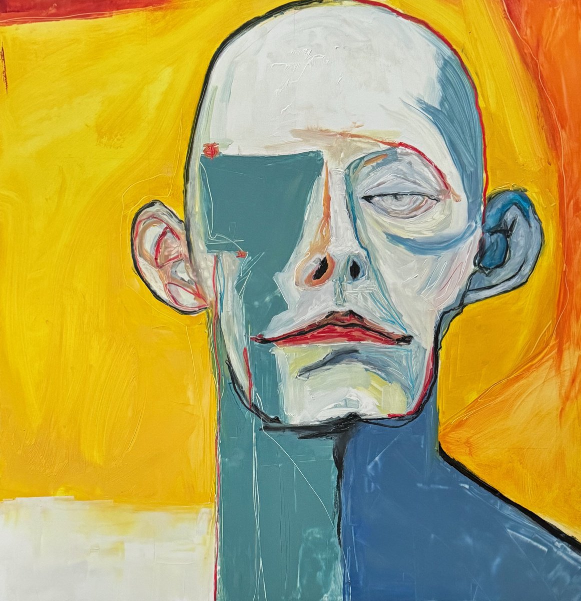 Expressive Portrait Oil Painting By Lola Jovan, 21 X 21", The Consequence Of Hope, Original Artwork